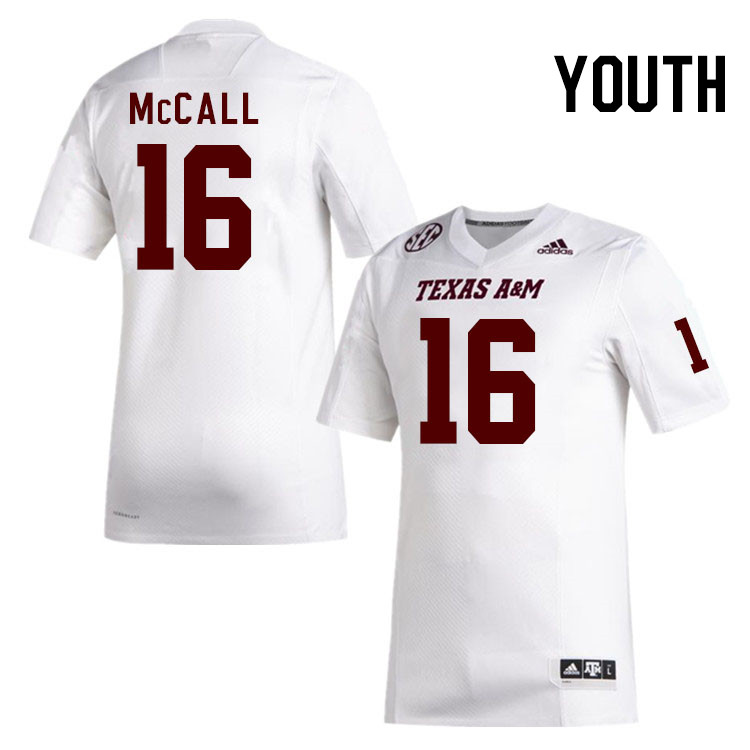 Youth #16 Sam McCall Texas A&M Aggies College Football Jerseys Stitched Sale-White